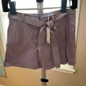 Trina Turk lavender paper bag shorts with box belt